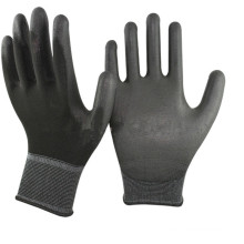 NMSAFETY gloves nylon en388 black nylon pu grip safety work gloves